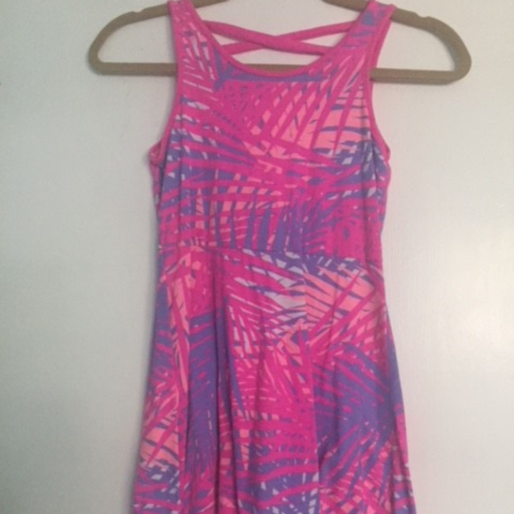 pink tank dress with crisscross back